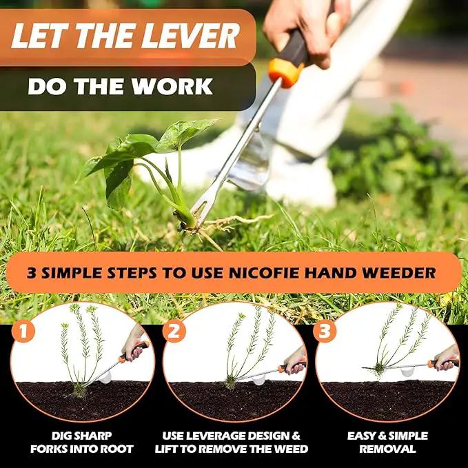 2025 Hand Weeder Tool, Rubber Handle Manual Weeder Puller Tool, Uprooting Weeding Tools, Crack Weeder Crevice, 4 Teeth Weeding Tool, Weeding Artifact Tool for Gardening(3 Pcs) by GreenHaven Gardens