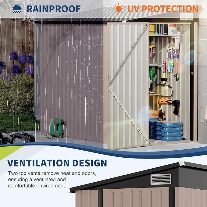 4x8 FT Metal Outdoor Lean to Storage Shed, Lean to Garden Shed Utility Tool Shed, Heavy-Duty Outdoor Metal Wall Side Storage Sheds by GreenHaven Gardens