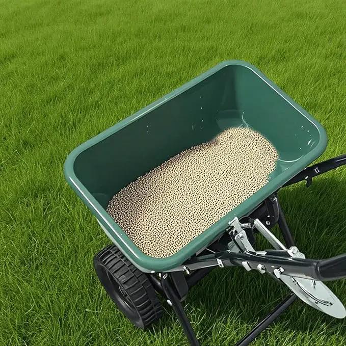 60LB Walk-Behind Broadcast Spreader for Seed,Fertilizer,Salt,Ice Melt, Fertilizer Spreader with Adjustable Drop Rate, Seed Spreaders for Lawns by GreenHaven Gardens