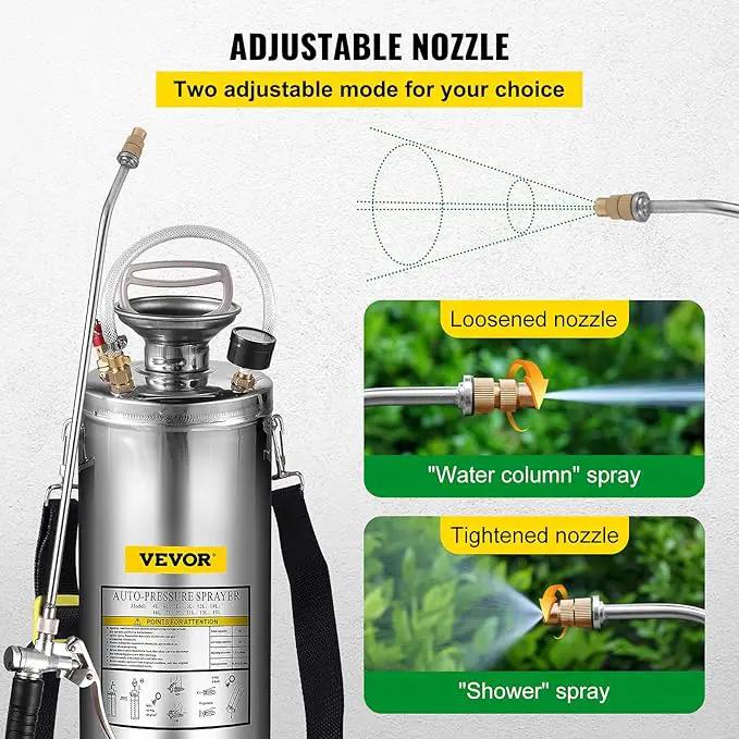 Happybuy 3 Gallon Stainless Steel Sprayer, 20" Wand & 3FT Reinforced Hose, Hand Pump Sprayer with Pressure Gauge, Safety Valve & Adjustable Nozzle, Weed Sprayers for Lawn, Gardening & Sanitizing by GreenHaven Gardens
