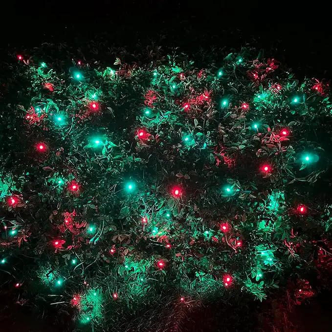 HISHINY LED Christmas Net Lights Outdoor, 5ftx5ft 100LED Green Wire, Connectable Bush Mesh Net Lights String for Halloween Christmas Party,Shrub,Yard,Tree（Red&Green） by GreenHaven Gardens