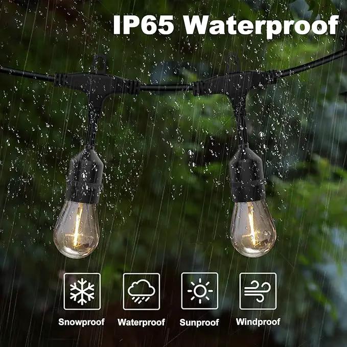 Achin Outdoor String Lights 48FT Dimmable Warm 2200K LED Patio Lights Outdoor Waterproof with 16 Plastic Bulbs Shatterproof String Lights for Outside Deck Gazebo Bistro Lights by GreenHaven Gardens