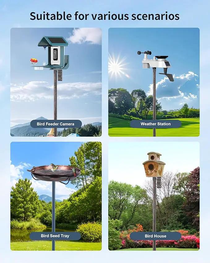 Bird Feeder Pole Stand – 60 Inch Height Feeding Station with 1-Inch Dia Heavy Duty for Hanging Feeders, Bird House Pole Mount Kit for Outdoor, Slip-Fit Connection，Copper Brushed by GreenHaven Gardens