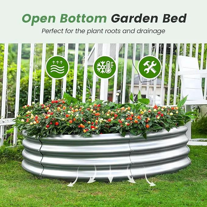 Land Guard Galvanized Raised Garden Bed Kit, Galvanized Planter Raised Garden Boxes Outdoor, Round Large Metal Raised Garden Beds for Vegetables …… by GreenHaven Gardens