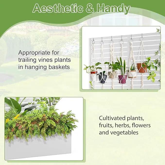 Trellis for Climbing Plants Outdoor，Mental Garden Bed with Drainage Holes Outdoor Privacy Screen Design Tall planters for herb Flower Vegetables 73"x47"x16", White-Louvered by GreenHaven Gardens