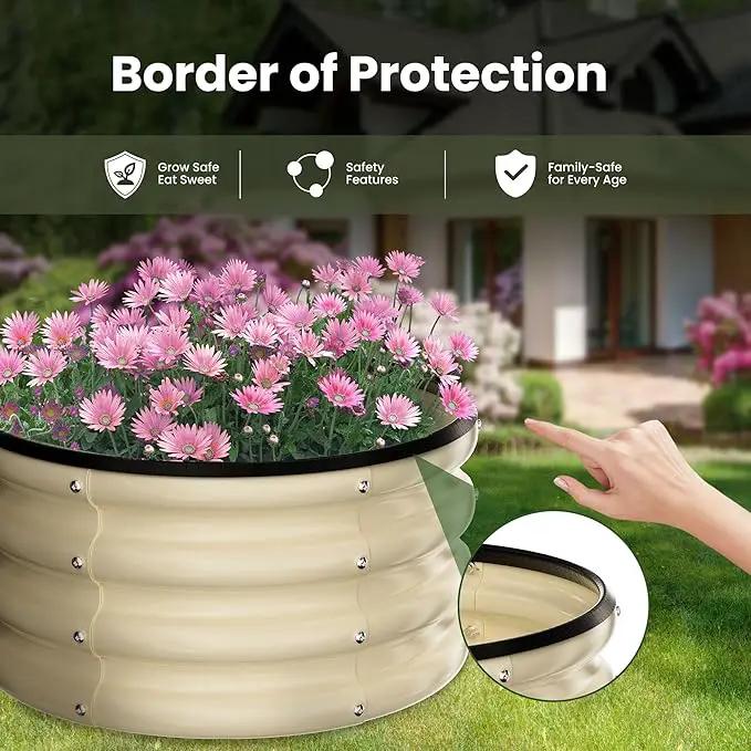 ZXZYHFTY Round Galvanized Raised Garden Bed kit,White Outdoor Garden Raised Planter Box, Round Large Metal Raised Garden Beds for Vegetable 2 * 2 * 1ft 3 Pcs by GreenHaven Gardens