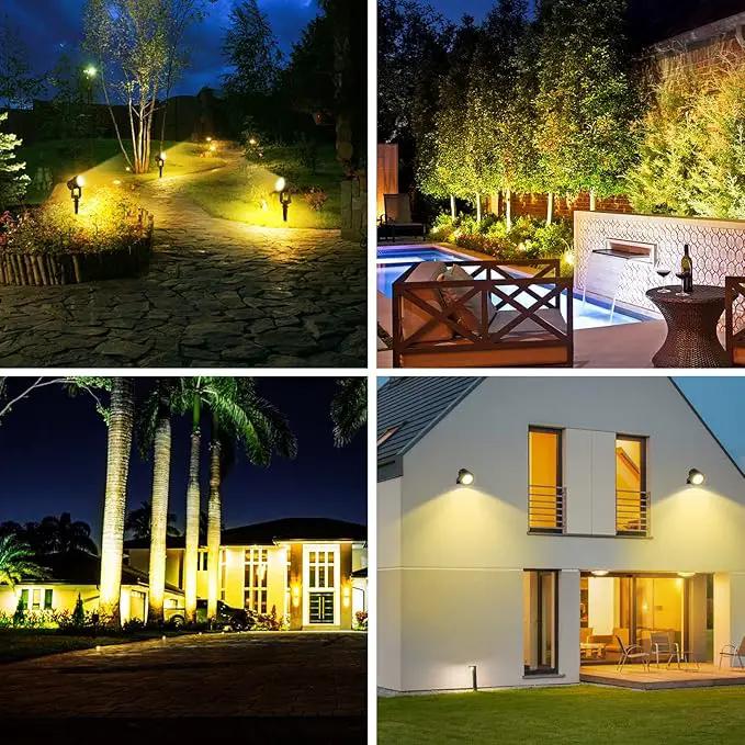 T-SUNUS Solar Landscape Spotlights 2 Pack Warm White, IP65 Waterproof Sopt Lights 9.8ft Cable, Outdoor LED Wall Light 3000K Separated Panel for Tree Flag Yard Garden Driveway Porch Walkway Pool Patio by GreenHaven Gardens