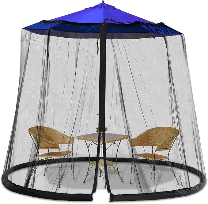 7.5-10FT Patio Mosquito Netting - Mosquito net for Patio Garden and Outdoor Umbrellas with Adjustable Elastic Cord and Zipper Umbrella net by GreenHaven Gardens
