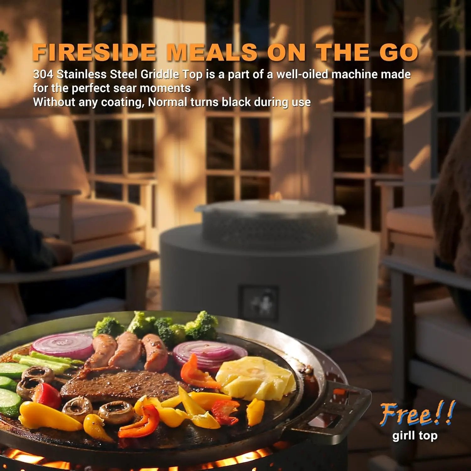 3-Piece Outdoor Fire Pit Table, 32 Inch Propane Fire Table 65,000 BTU Black Round Gas Firepit, Baking Sheet, Wind Guard and 16 inches Tank Side Table for Deck, Backyard and Pool, Black by GreenHaven Gardens