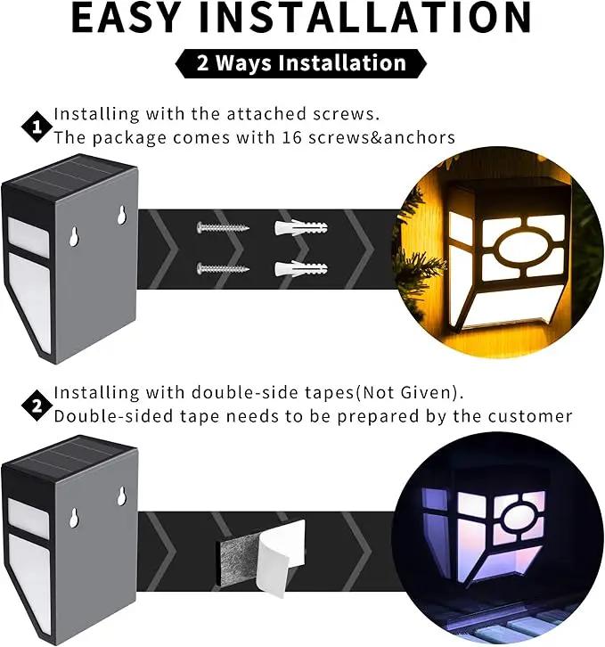 Solpex Solar Deck Lights,Solar Fence Lights, 2 Modes Christmas Decoration Lights,Unique Pattern, Waterproof Automatic Outside, Deck, Patio, Stairs, Yard, Steps, Path & Driveway (RGB & Black 8-Pack) by GreenHaven Gardens