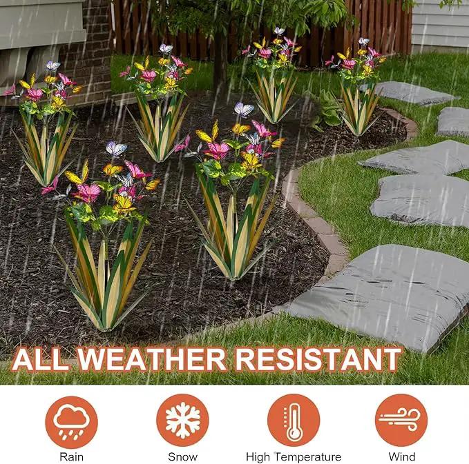 Garden Outdoor Butterfly Enlarge Thickened Wind Resistant Metal Agave Garden Art Metal Plant Country Sculpture Statue Decorations Ornaments Artificial Waterproof Butterflies(Light Green 2pcs) by GreenHaven Gardens
