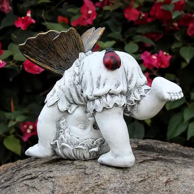 Garden Flower Fairy Outdoor Solar Decor, Resin Ornaments for Patio Lawn Yard Porch, Playful Garden Statue for Outside Angel Gifts, 8.98 Inches Tall by GreenHaven Gardens