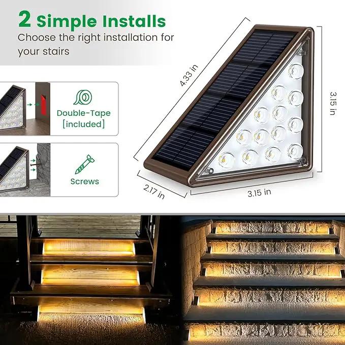 Solar Step Lights for Outside,24pack Solar Stair Lights Outdoor Waterproof IP67,Outdoor Deck Step Lights,Solar Outdoor Lights for Staircase,Patio,Front Step(Warm Brown)… by GreenHaven Gardens