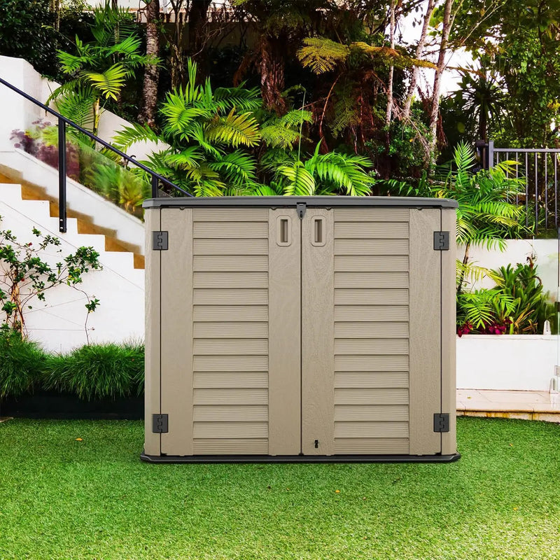 HOMSPARK Outdoor Storage shed, 26 Cu.ft Outdoor Storage Box Waterproof, Outdoor Storage Cabinet for Bike, Garbage Cans, Lawnmower, Garden Accessories, Waterproof, Lockable by GreenHaven Gardens