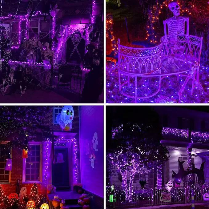 Purple Halloween Solar String Lights Outdoor, 2-Pack 80FT 200LED Solar Twinkle Light Waterproof, Copper Wire 8 Modes Purple Fairy Lights for Garden, Fence, Tree Decor, Halloween Decoration Outdoor by GreenHaven Gardens