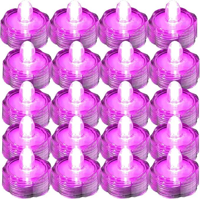 Bright LED Floral Tea Light Vase Submersible Lights for Party Wedding (Pink, 20 Pack) by GreenHaven Gardens