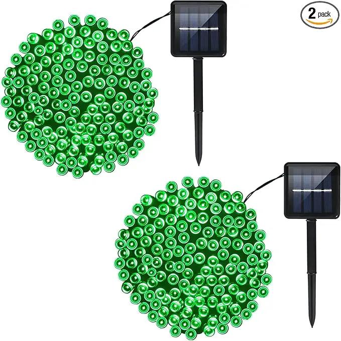 2 Pack 200 LED Solar String Lights St Patricks Day Decorations, 85.2ft 8 Modes Solar String Lights for Outside, Waterproof and Solar Powered Outdoor String Lights for Holiday Garden Tree Party (Green) by GreenHaven Gardens