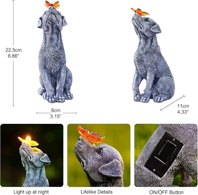 Goodeco Dog Statue with Solar Butterfly - Ideal Gifts for Dad, Mom or Birthdays, Beautifully Crafted Outdoor Decorations to Wow Your Guests by GreenHaven Gardens