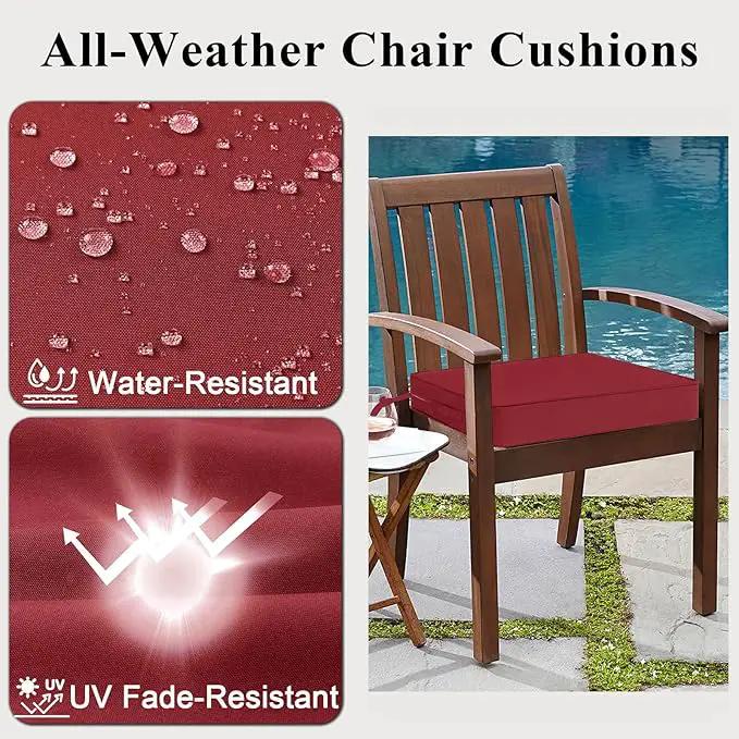 Outdoor Chair Cushions Set of 2 for Patio Furniture 19x19x4 Inch Waterproof Patio Chair Cushion 3 Year Color Fastness Square Elastic Foam Garden Couch Pads with Ties and Handle,Red by GreenHaven Gardens