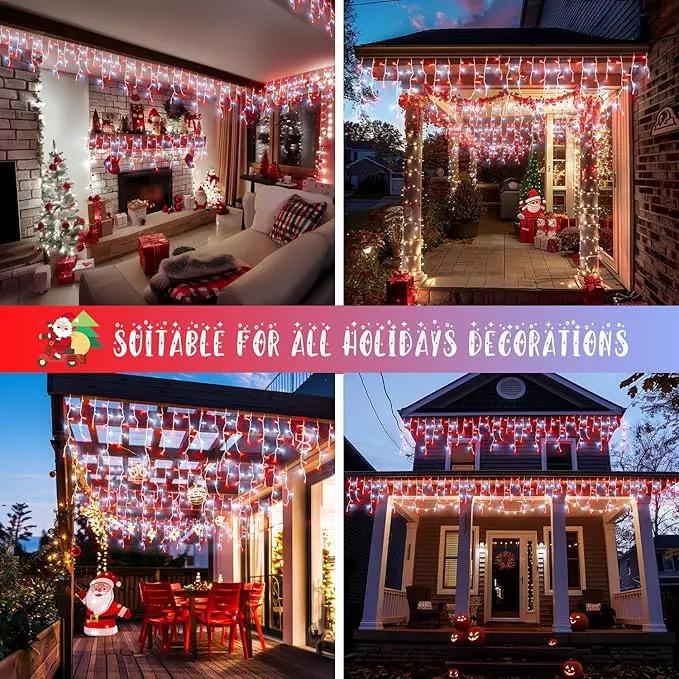 JMEXSUSS 38.8 Ft 400 LED Icicle Christmas Lights for Outside, 8 Modes Red and White Icicle String Lights Plug in with Remote, Christmas Lights Indoor Outdoor for Halloween Party Christmas Decoration by GreenHaven Gardens