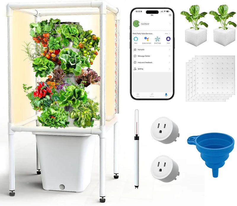 SJZX Hydroponics Growing System, 18 pods Vertical Small hydroponic Tower with LED Grow Light for Indoor Gardening, Classroom Growing Kit, Winter Germination Kits, Beginner-Friendly by GreenHaven Gardens