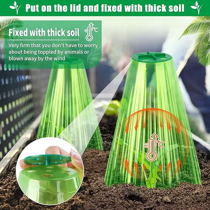 UQM 30 Pack Garden Cloches for Plants, Reusable Bell Plant Protector with Rotary Vent Cover, Garden Protection from Animals Snails Birds Chickens Insect, 9.18" H X 7.56" D (Green) by GreenHaven Gardens