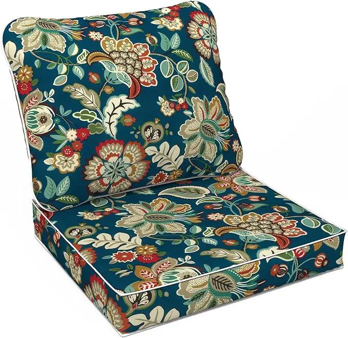 LVTXIII Outdoor/Indoor Deep Seat Cushion Patio Seat and Back Cushion Set All-Weather Replacement Chair Cushion for Wicker Chairs and Garden Furniture Decoration, 24"x24"x4", Peacock Blue by GreenHaven Gardens