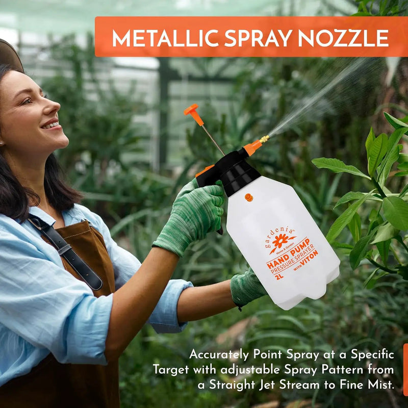 Handheld Pumping Sprayer Viton Seals Sprayers in Lawn and Garden, Spray Bottles for Cleaning Chemical Sprayer Continuous Spray Bottle for Plants 2L Plus (0.53 Gallon/68oz) by GreenHaven Gardens
