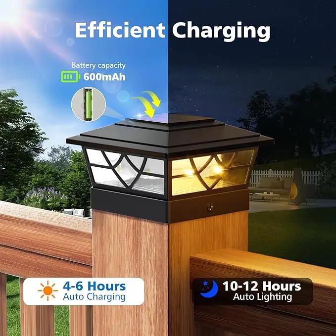 NIORSUN Solar Post Lights Outdoor 6 Pack, 2 Modes LED, Deck Fence Post Solar Lights for 3.5x3.5 4x4 5x5 5.5x5.5 Caps Patio Garden Decoration, Black by GreenHaven Gardens