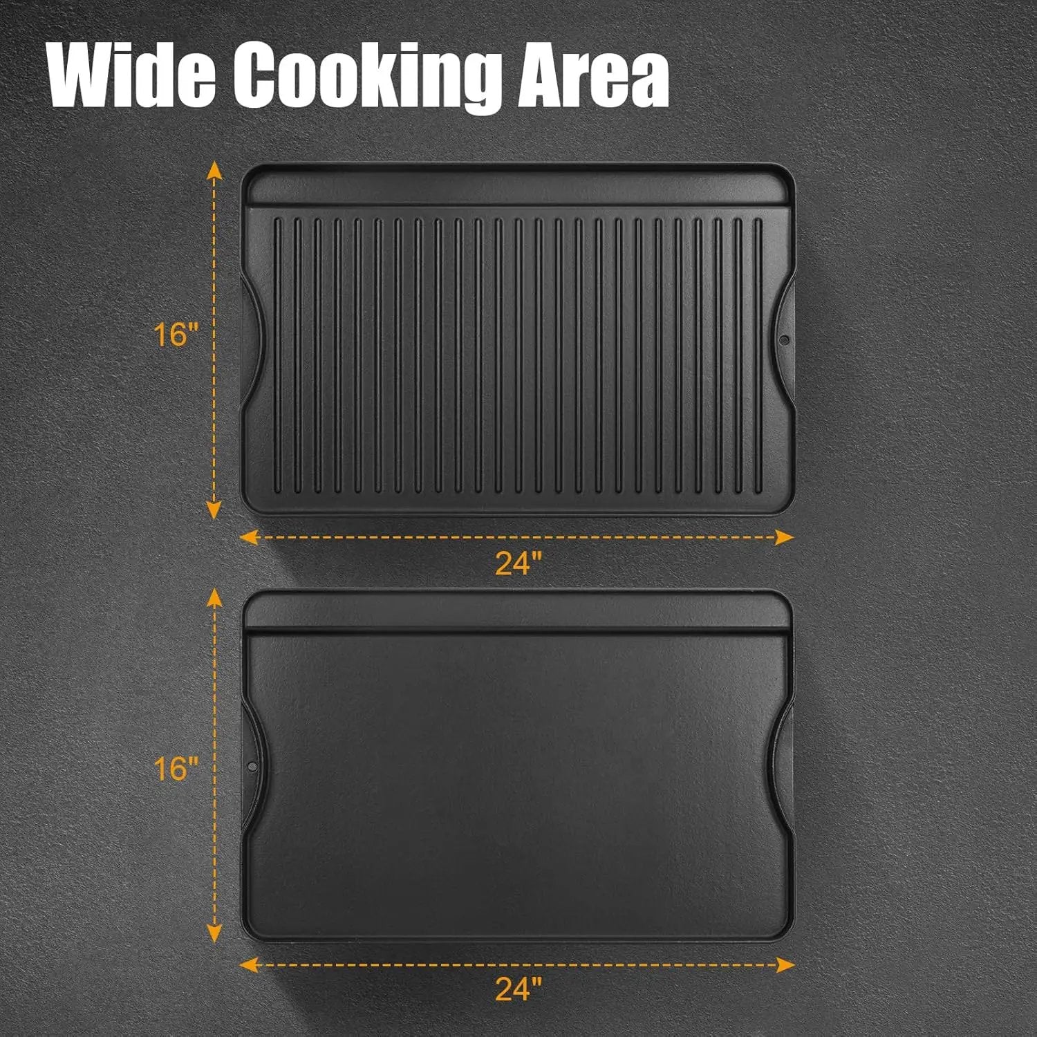 AJinTeby 2-in-1 Reversible 16” x 24” Pre-Seasoned Cast Iron Cooking Griddle for Gas Stove/Charcoal/Electric/Propane/Gas Grill, Flat Griddle Top Plate for Camping Tailgating by GreenHaven Gardens