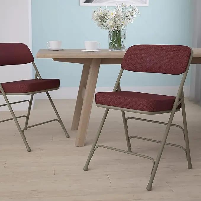 Flash Furniture HERCULES Series Premium Curved Triple Braced & Double Hinged Burgundy Fabric Metal Folding Chair by GreenHaven Gardens