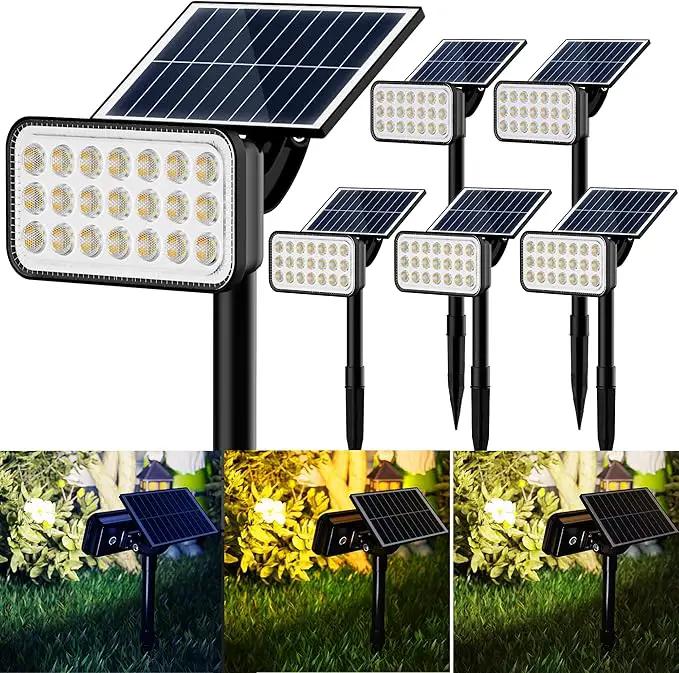 JACKYLED 84 LED Solar Spotlights, Solar Spot Lights w/ 5 Lighting Modes 3 Color, 360 Adjustable Light & Panel, Outdoor Waterproof Super Bright Garden Lights for House Yard Garage Pathway, 6 Pack by GreenHaven Gardens