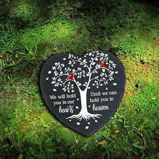 Cardinal Memorial Slate Stone - Hold You in Our Hearts, Memorial Plaque Sympathy Gifts for Loss of Loved One, Memorial Gifts for Loss of Father, Mother, Brother Garden Slate Stone TNA6 by GreenHaven Gardens