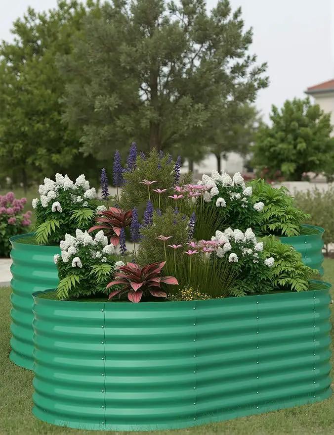 2 Pcs Raised Garden Beds Outdoor 6x3x2ft - Galvanized Steel Planter Box for Vegetables, Flowers, Rust-Resistant Garden Box, Easy Assembly Raised Beds, Durable Planters for Outdoor Plants, Green by GreenHaven Gardens