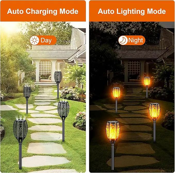 Upgraded Larger Solar Lights Outdoor Waterproof 96 LED, 43" Outdoor Lights, Solar Torch Light with Flickering Flame, Led Lights for Garden Decor, Patio, Yard, Pathway, 4Pack by GreenHaven Gardens
