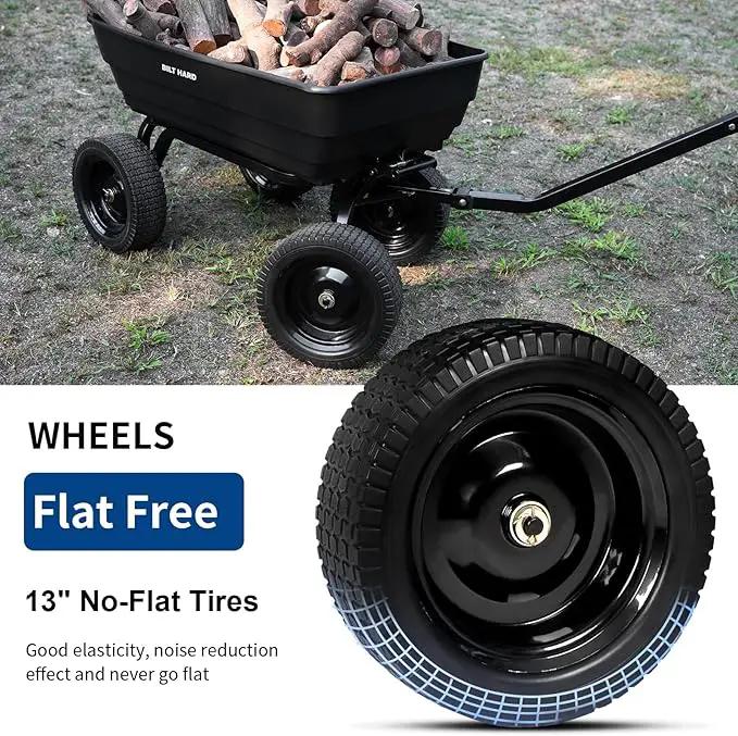 BILT HARD Poly Garden Dump Cart 1200 lbs with No Flat Tires, Quick Release, 2-in-1 Convertible Handle, 7 Cu Ft Dump Wagon Heavy Duty for Yard, Outdoor by GreenHaven Gardens