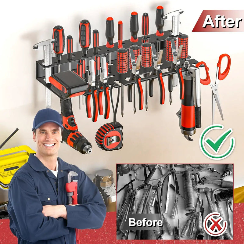 2Pcs Metal Screwdriver Organizer, Wall Mount Plier Organizer Hammer Holder, Hand Tool Storage Rack for Garage Workshop Workbench (Black, 2PCS) by GreenHaven Gardens