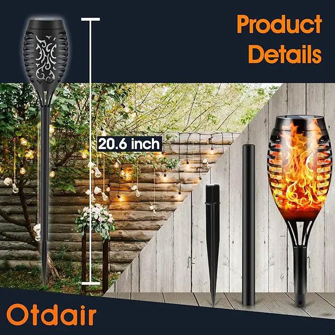 Otdair Solar Outdoor Lights, 16 Pack 12LED Solar Tiki Torches with Flickering Flame, IP65 Waterproof Mini Solar Torch Lights Auto On/Off for Garden, Patio, Yard, Pathway by GreenHaven Gardens