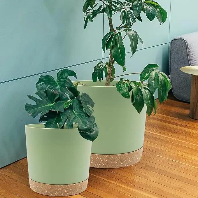 QCQHDU 12 inch Plant Pot, 2 Pack Planters for Indoor Plants with Drainage Holes & Saucer, Outdoor Flower Pots Home Garden Modern Decor by GreenHaven Gardens