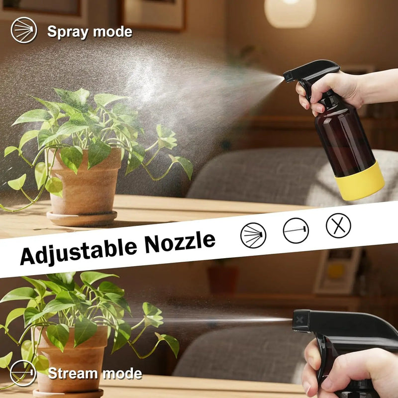 Glass Spray Bottles with Silicone Sleeve 16.9oz 2 Pack Empty Spray Bottle for Hair Mist/Stream Spraying for Cleaning Solutions, Plants, Essential Oils (Brown-green&yellow) by GreenHaven Gardens