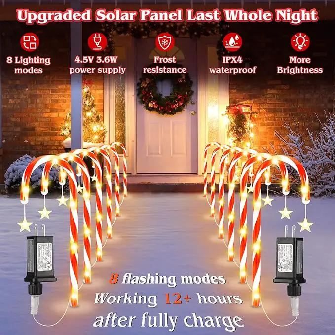 19.3in Christmas Candy Cane Lights with Adapter, 20 Pcs Pathway Light with Snowflake 8 Modes, Outdoor Christmas Decorations for Outside Path, Walkway, Driveway, Sidewalk, Porch, Yard, Garden by GreenHaven Gardens