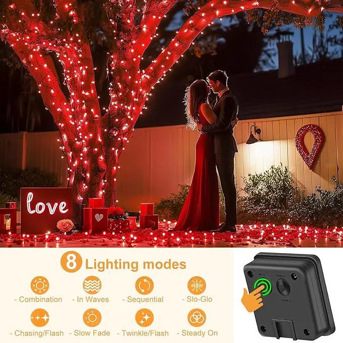 2 Pack Solar String Lights for Outside, Each 40Ft 120 LED Solar Lights Outdoor, 8 Modes Waterproof Solar Powered Twinkle Light for Backyard Patio Tree Party Garden Wedding Decoration, Red by GreenHaven Gardens