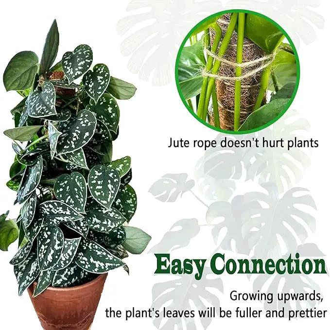 4 Pack 18 Inch Moss Pole, Stackable Moss Poles for Climbing Plants Monstera, Tall Plant Sticks Accessories, Large Coir Plant Support Stakes for Potted Plants Indoor, Pothos, Philodendron by GreenHaven Gardens