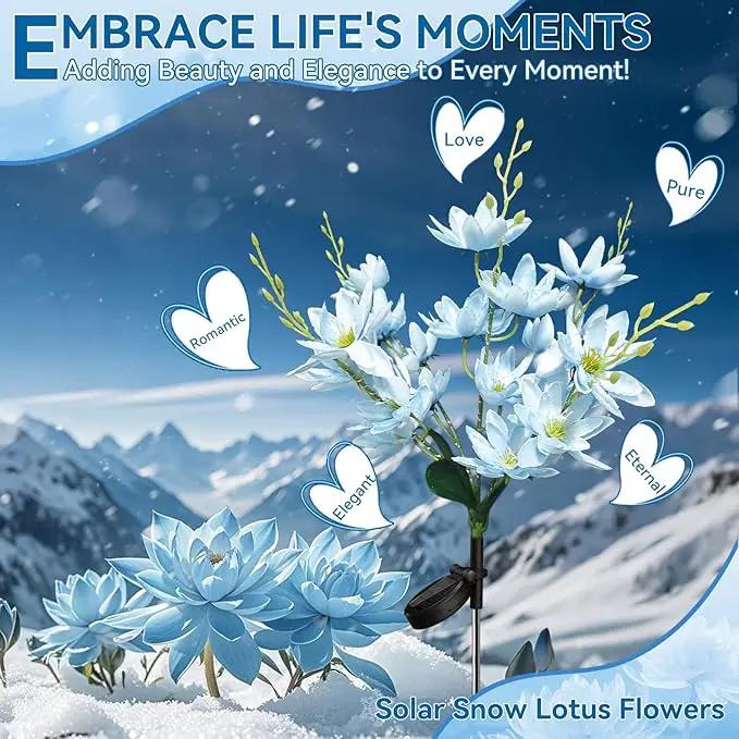 Neporal Solar Flowers Outdoor Waterproof IP65, 5-Head Snow Lotus with 20+ Flowers, Warm LED Light & 2 Lighting Modes, Decorative Solar Lights Outdoor Garden, Yard, Pathway, Flower Bed (4-Pack, Blue) by GreenHaven Gardens