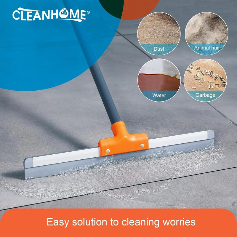 Rubber Floor Squeegee for Concrete Floor, Tile Floor, Metal Aluminium Heavy Duty Garage Shower Floor Squeegee Broom for Removing Water, Commercial Scrubber Mop with Extendable Long Handle by GreenHaven Gardens