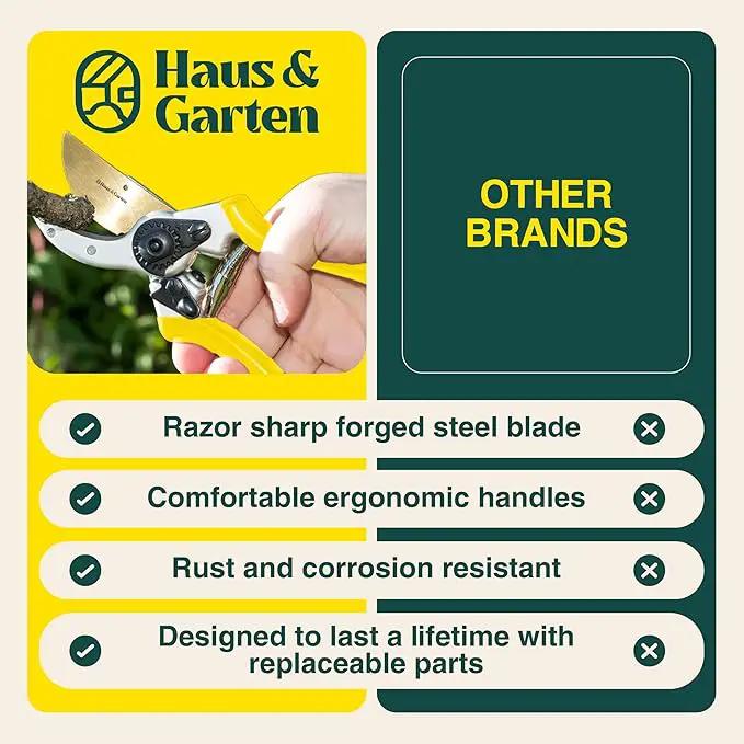 Haus & Garten ClassicPRO 8.5" Premium Titanium Bypass Garden Shears - Use as Pruners, Pruning Shears for Gardening, Hand Pruners, Handheld Garden Clippers Scissors Tool by GreenHaven Gardens