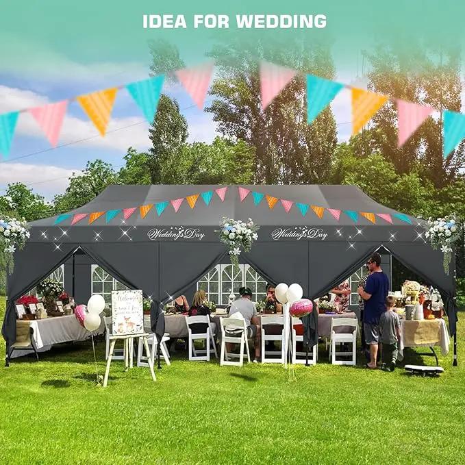 COBIZI 10x30 Pop Up Canopy Tent Heavy Duty with 8 Removable Sidewalls, Commercial Portable Tents for Parties Ez Up Canopy All-Weather Windproof & Waterproof and UPF 80+ Wedding Tent Sun Shelter by GreenHaven Gardens