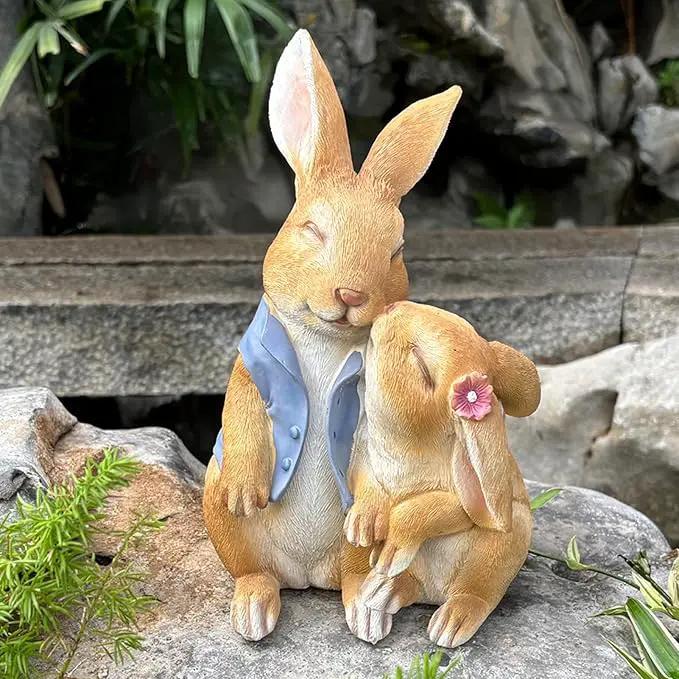 Garden Rabbit Statue Outdoor Decor Resin Funny Bunny Figurines for Outdoor Patio Lawn Yard Art Decoration Christmas Housewarming Gift by GreenHaven Gardens