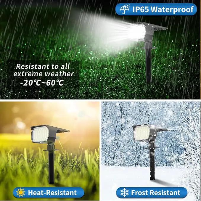 Solar Spot Lights Outdoor Waterproof IP65, 12 Pack Landscape Spotlights with 46 LEDs, 3 Modes Auto On/Off Solar Powered Flood Lights for Outside Pathway, Yard, Garden, Walkway (Cool White) by GreenHaven Gardens