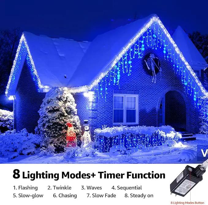 Led Christmas Lights Outdoor Christmas Decorations Hanging Lights 400LED 8 Modes 75 Drops, Waterproof Outdoor Indoor Fairy Christmas Lights for Party, Holiday, Wedding Decorations (Blue) by GreenHaven Gardens